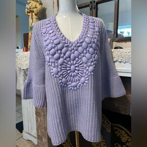 CHRISTINA V Soft Purple Beaded Sweater L Knitwear Excellent